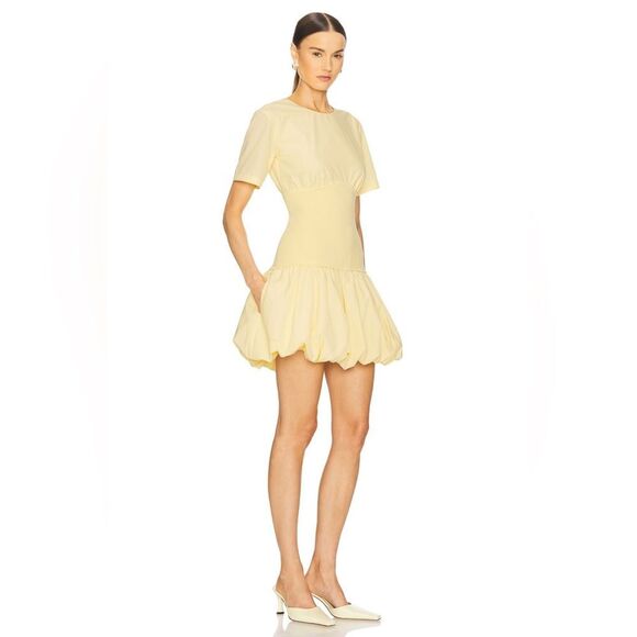 SIMKHAI Libbie Short Sleeve Mini Bubble Dress in Butter Yellow. Small. Worn Once - Picture 2 of 3
